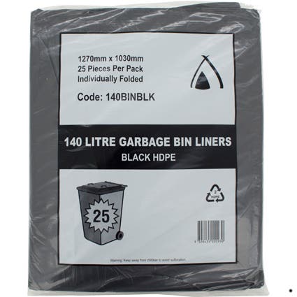 Tailored Packaging Bin Liner 140L Black 200 1036905 140BINBLK