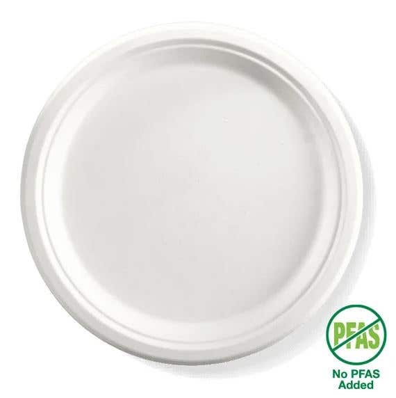 Envirochoice Natural Fibre Round Plate 225mmx20mm 9'' White Ctn 500 1039111 B-PL-10-PF