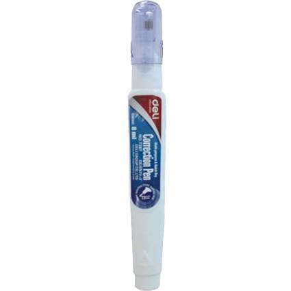 Deli Correction Pen Steel Tip 8ml White Bottle 1039333 7287