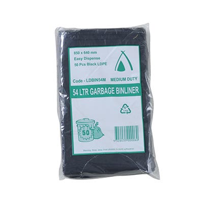 Tailored Packaging Bin Liner Ldpe Garbage 54L Black 1039413 HDB56LB