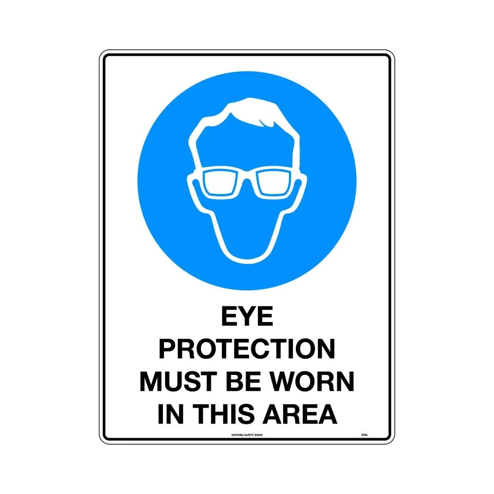Sticker EYE PROTECTION MUST BE WORN IN THIS AREA 180 X 240mm_313525_103DA