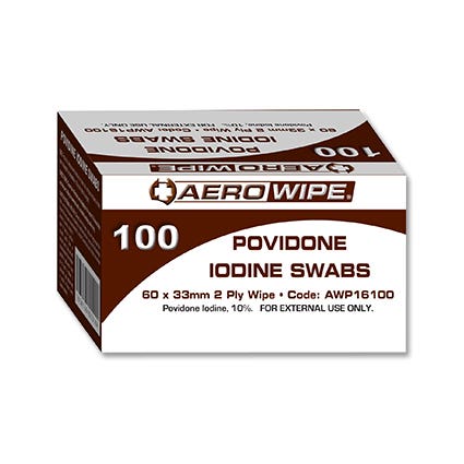 Aero Providone Iodine Swabs 2Ply 60X33mm 1041889 AWP16100