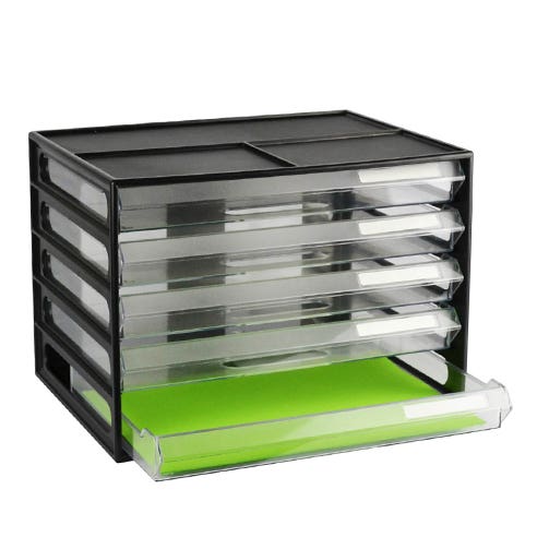 Italplast A4 5 Drawer Document Cabinet Landscape Greenr Recycled Black 1042257 18425