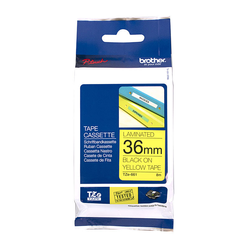 Brother TZE-661 36mm Black On Yellow Labelling Tape 8M_1043846_TZE-661