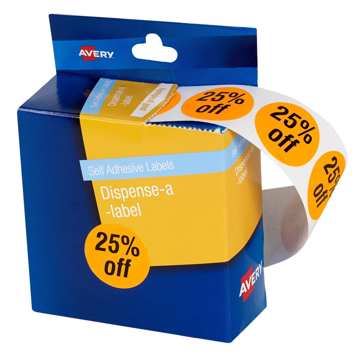 Avery 25% Off Dispenser Labels 24mm Round Removable Orange 500_1044103_33877