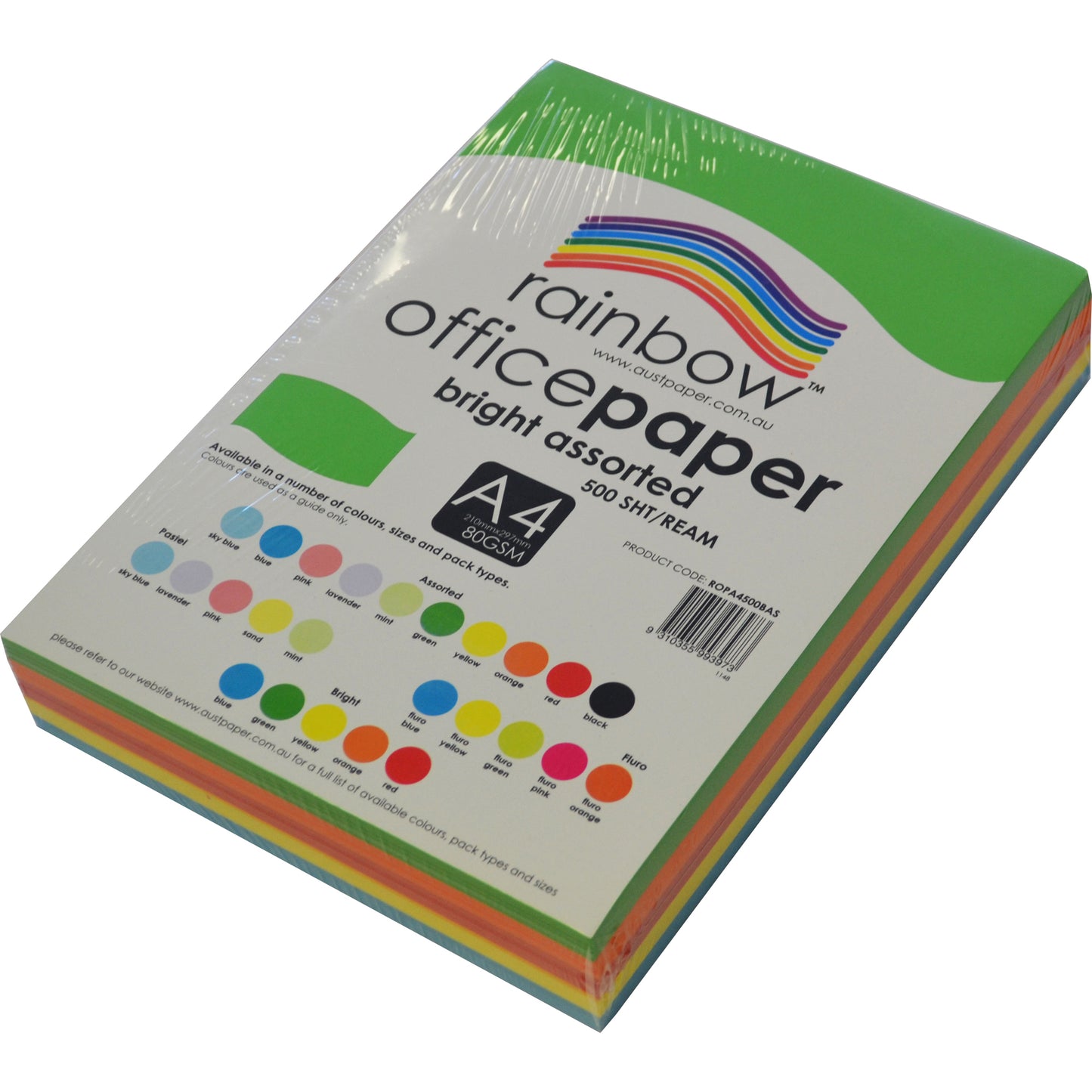 Rainbow Paper A4 80gsm 5 Bright Assorted Colours_1044719_ROPA4500BAS