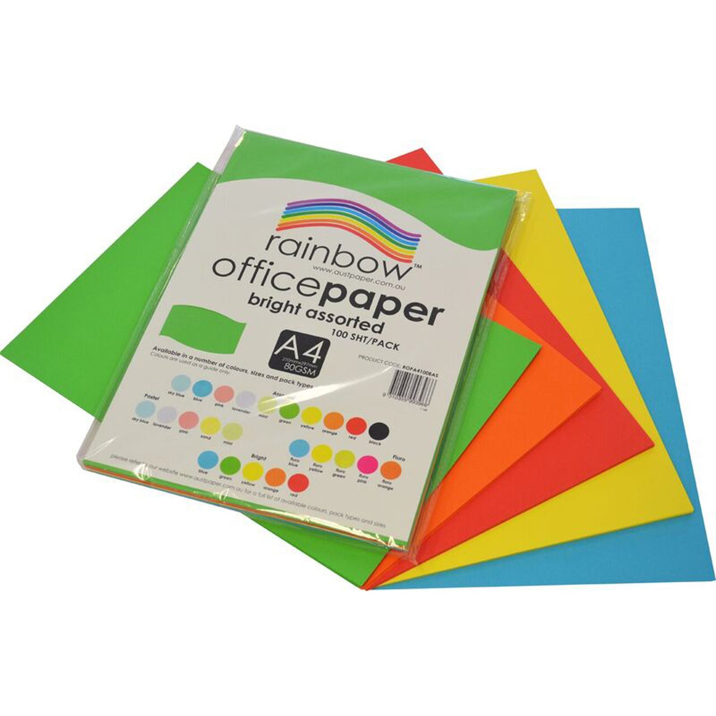 Rainbow Paper A4 80Gsm Bright Assorted Colours_1044722_39884