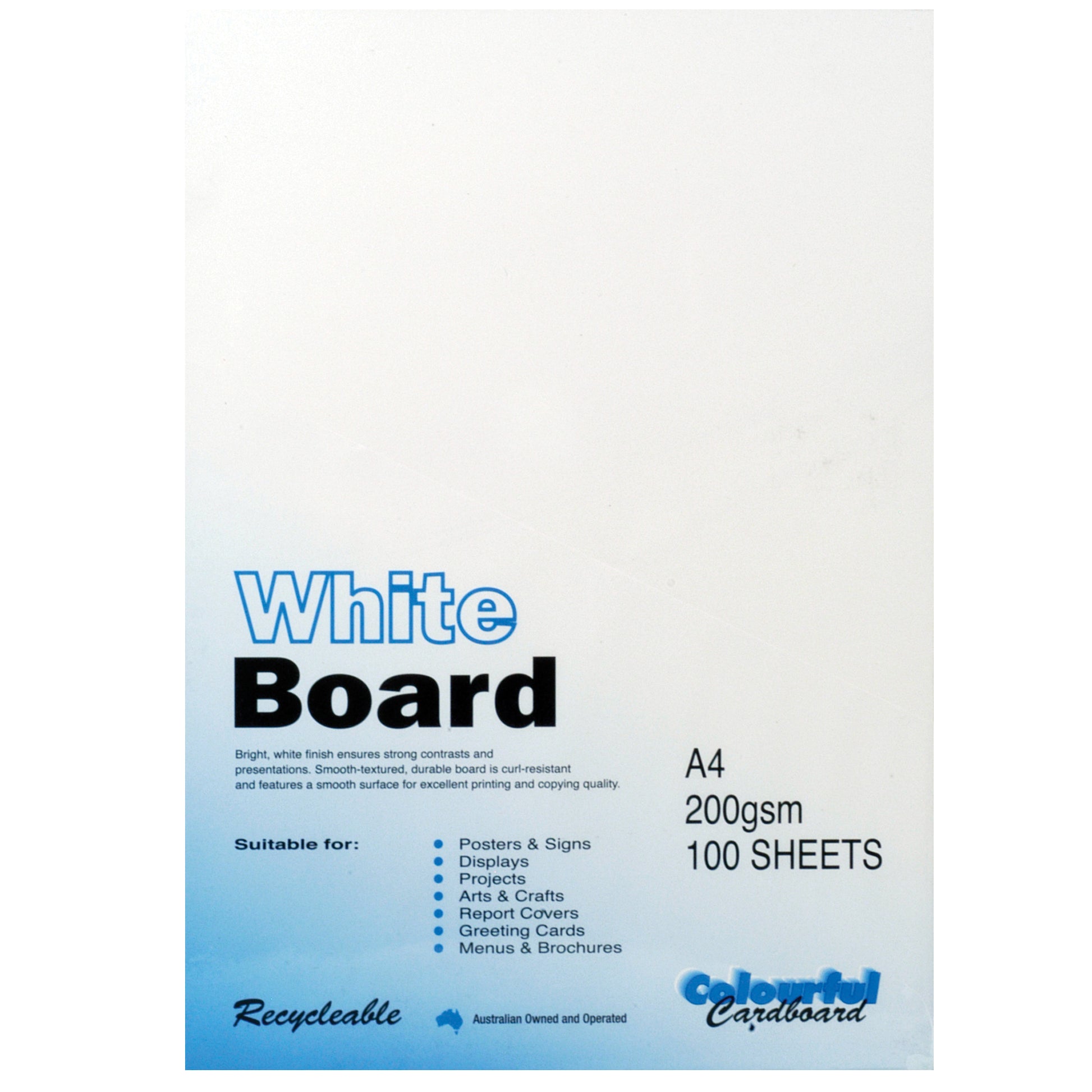 Cumberland Colourful Days Pasteboard 200gsm A4 White Pack 100_1044739_WB003A4