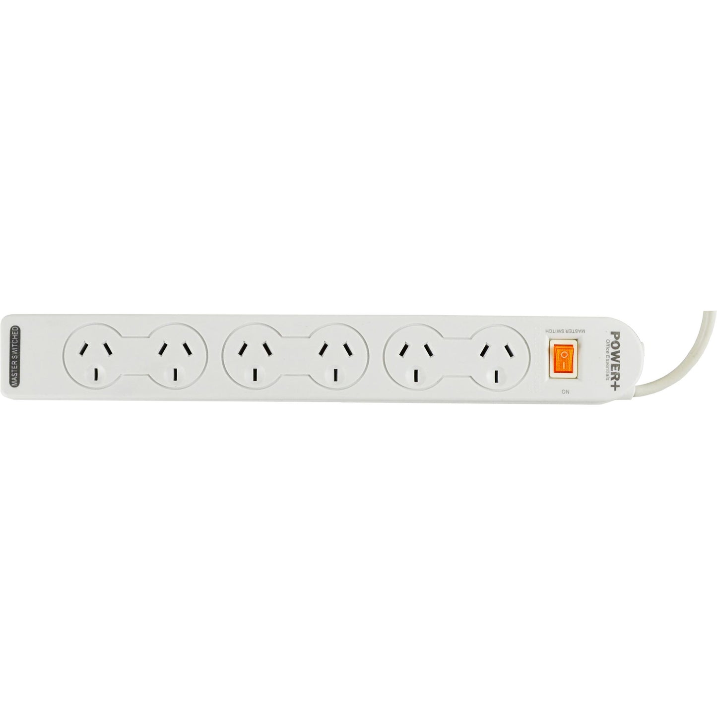 Itaplast Power+ 6 Outlet Power Board With Master Switch Overload White 1045359 30769