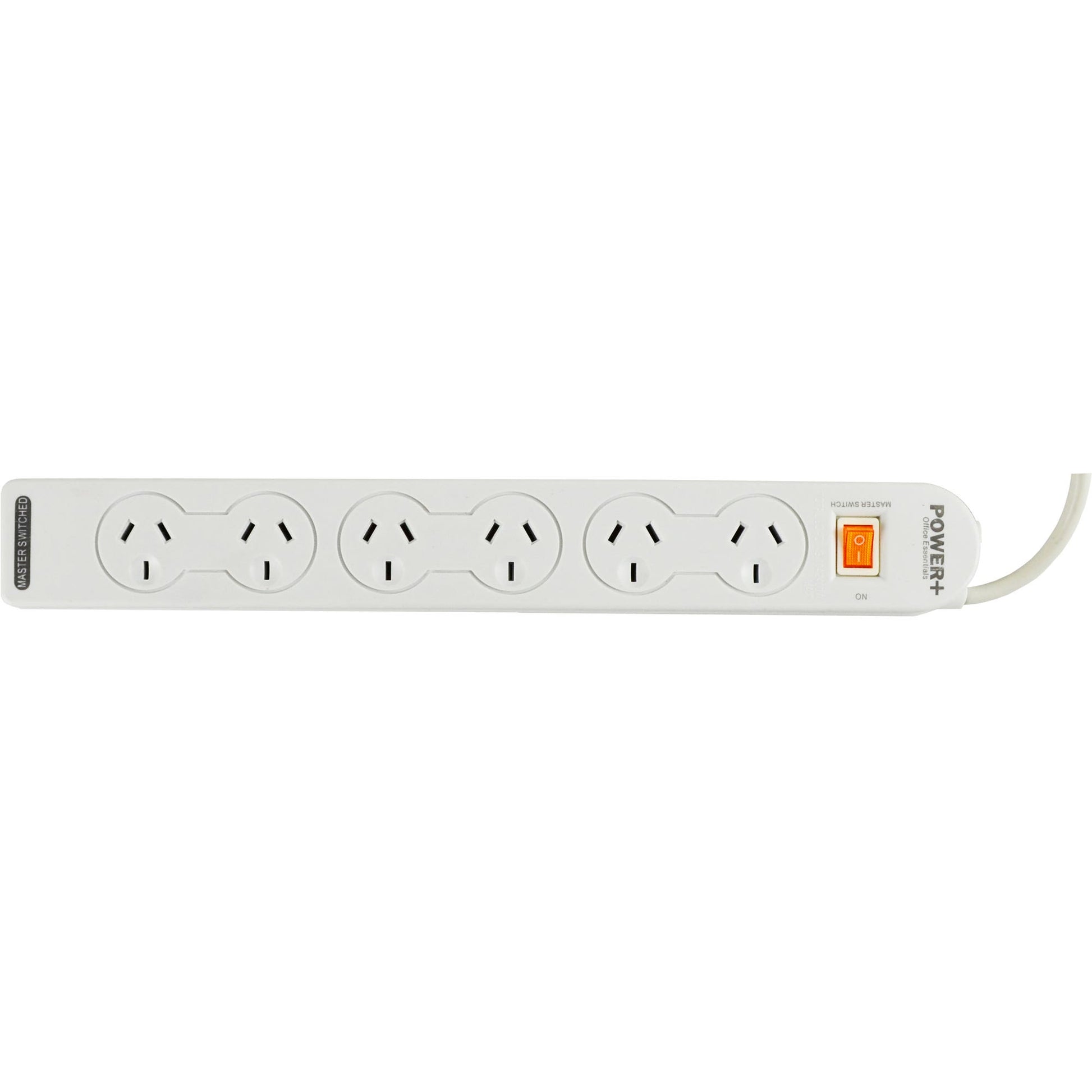 Itaplast Power+ 6 Outlet Power Board With Master Switch Overload White 1045359 30769