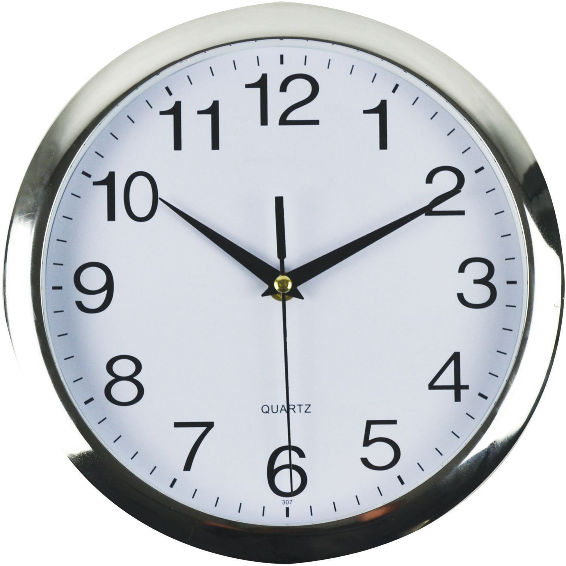 Italplast Wall Clock 26cm Chrome Trim White Face 1045514 17486