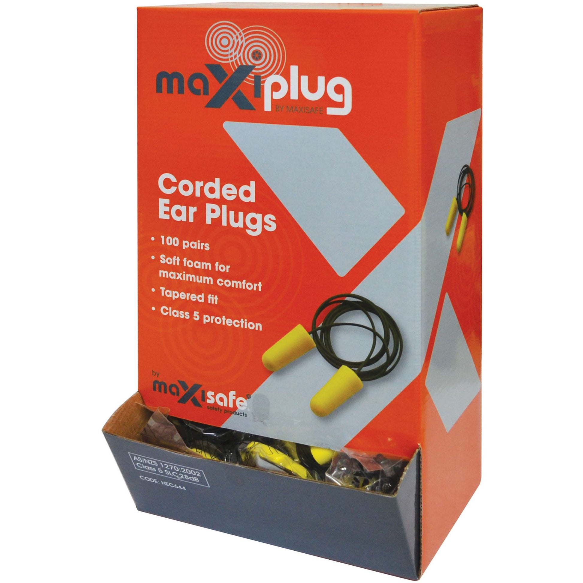 Maxisafe Corded Disposable Earplugs Class 5 27Db 1045687 HEC644
