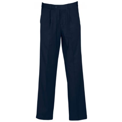 Mens Trousers Navy Bs10110 Polyester/Viscose Perm Press Single Pleat Adj Wa 9024458 9024458 BS10110-NAV-87R