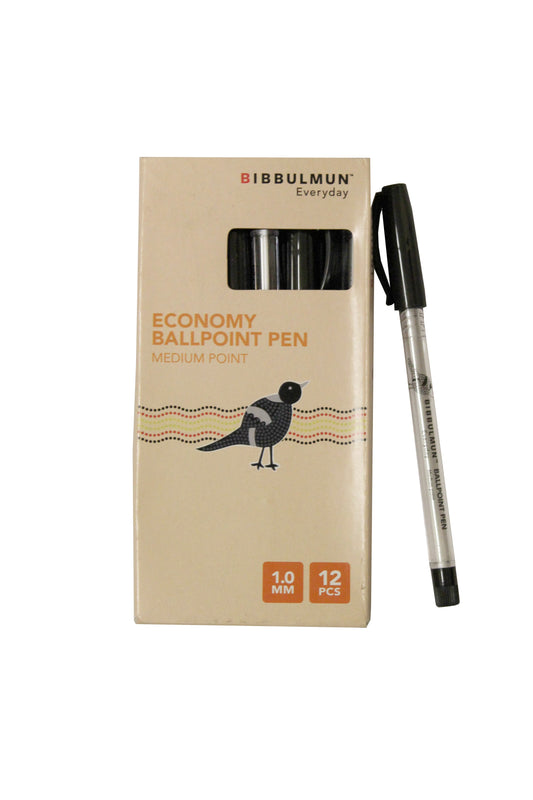 Bibbulmun Ballpoint Pen Economy Medium 1mm Pack 12 Black 1048677 NPL-1048677