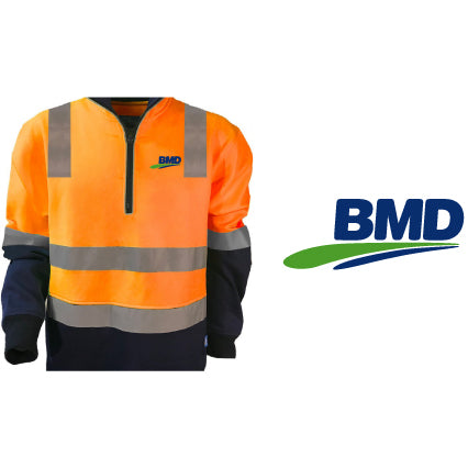 Bmd - Fleece Jumper 1/4 Zip Polyester Orange/Navy Tf2950T7 Size 2Xl_9026120_BMD-TF2950T7-ORA/NVY-2XL