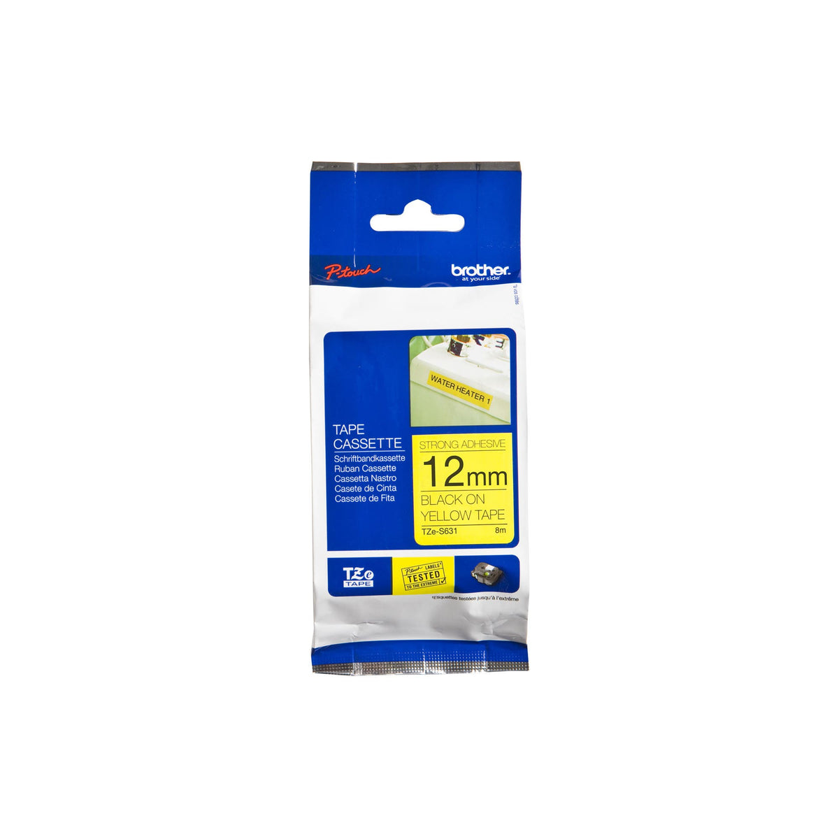 Brother Tze-S631 Labelling Tape 12Mm X 8M Black On Yellow 1049270 TZE-S631