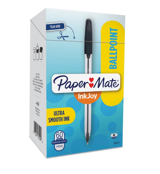 Papermate Ball Point Pen 100 Inkjoy Medium Box 60 Black 1053196 Pm2013311