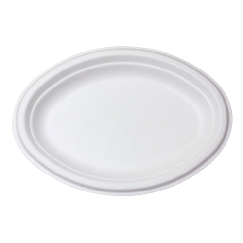Envirochoice Natural Fibre Oval Plate 260x192x23mm 10X7.5'' White Pk25_1053258_EC-PL040
