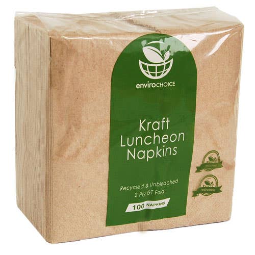 Biopak Kraft Napkins 2 Ply Luncheon Gt Fold 300x300mm Pk 100 1053442 L-LN1/8-2PN