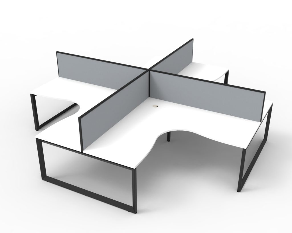 Deluxe Rapid Infinity 4 Person Corner Workstation 1500X1500X750Mm Black Loo_1054081_D-ILLCWS4P1515 NW/BL