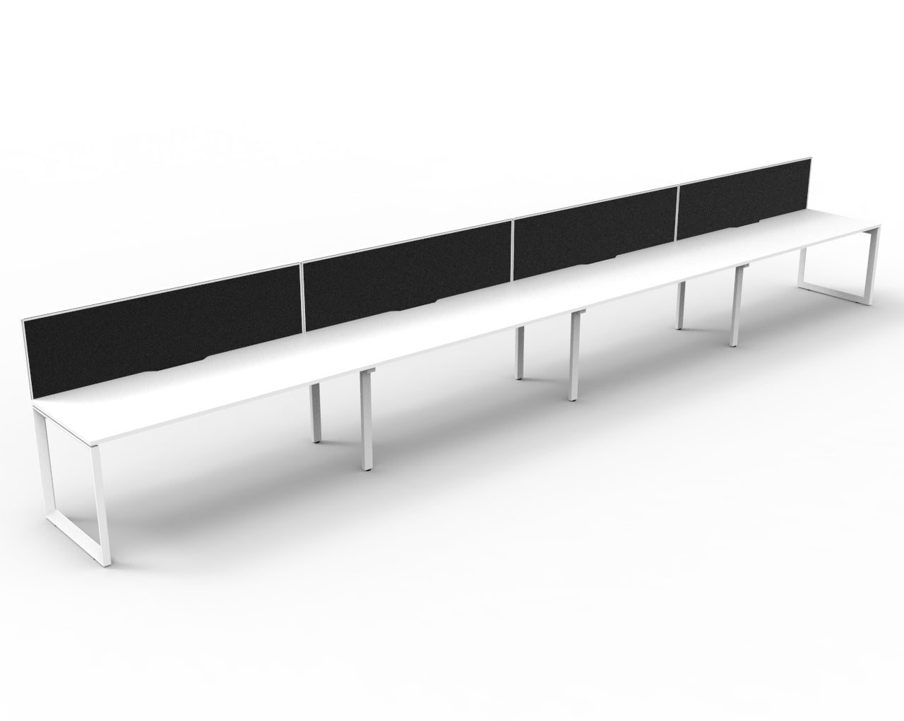 Deluxe Rapid Infinity 4 Person Desk Single Sided White Loop Leg 1200X750 Ov_1054196_D-ILLSWS4P1275 NW/WS
