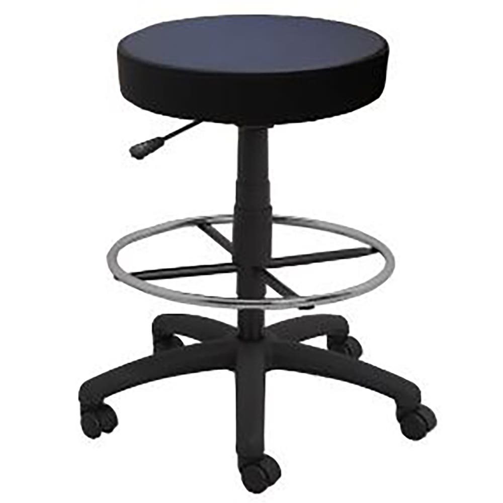 Stool Drafting Height 400mm Round Seat 5 Star Base On Castors Black Pu Leat_1054342_DS COUNTER