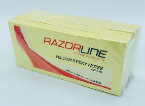 Razorline Sticky Adhesive Notes 38x50mm Yellow (12)_1054875_RZ7310