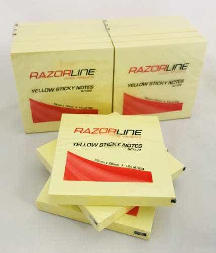 Razorline Sticky Adhesive Notes 76 X 76mm Yellow (12) 1054877 RZ7300
