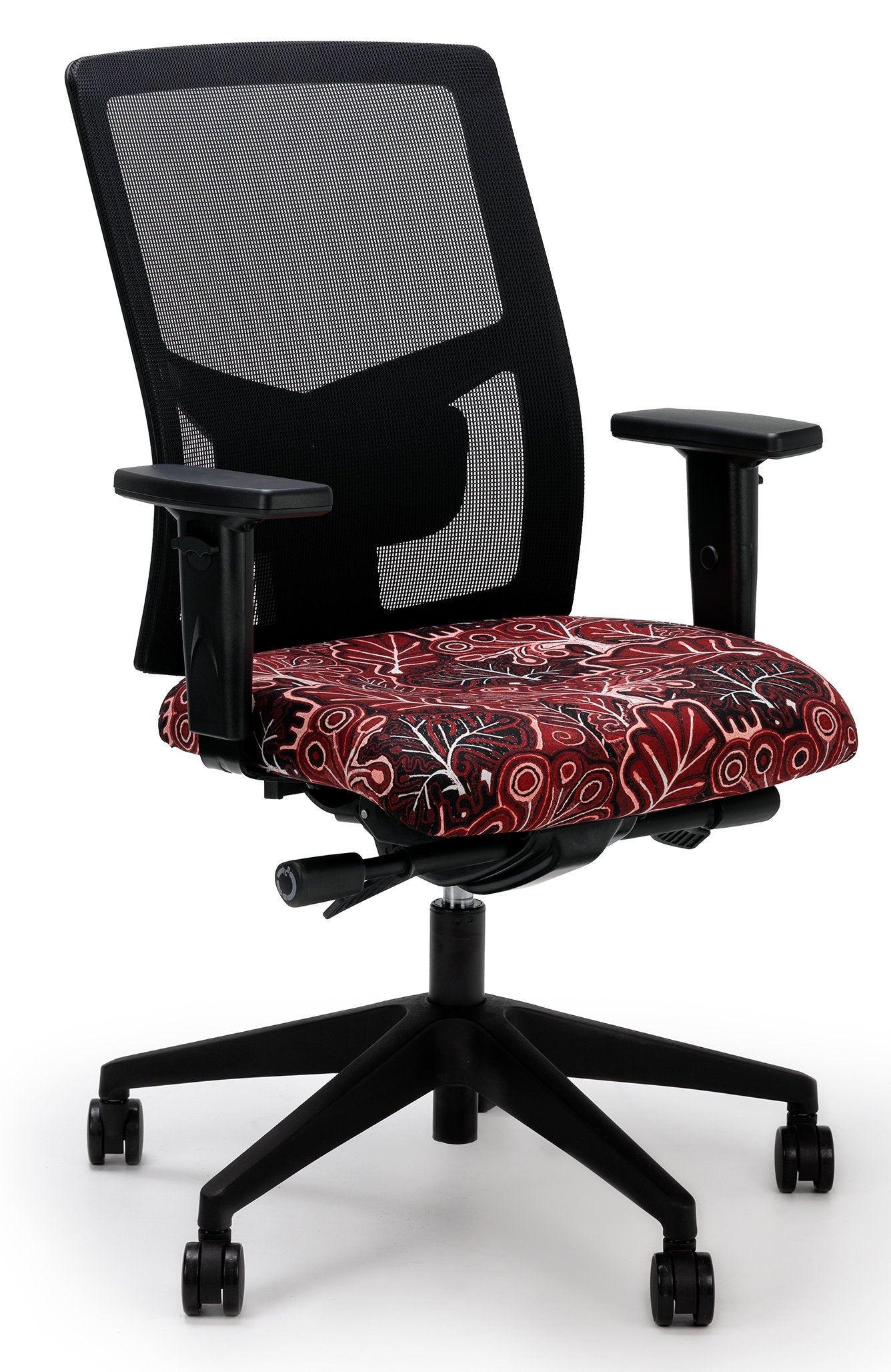 Bibbulmun Flo Mesh Chair Arms 135kg Desert Bloom Fire_1057360_BIBFLOSPEC+OPARMSADJMDBLK