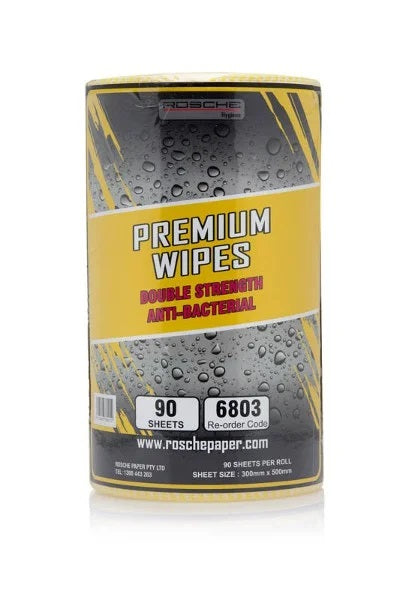 Rosche Premium Wipes Yellow 90 Sheet Roll 6803 300x500mm_1057370_6803
