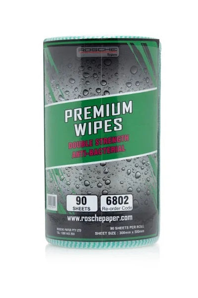 Rosche Premium Wipes Green 90 Sheet Roll 6802 300x500mm_1057372_6802