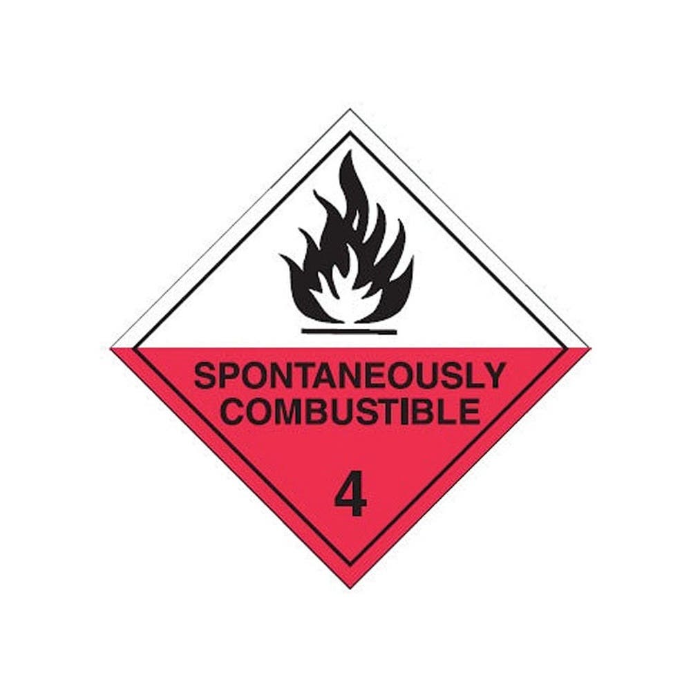 Sticker DG Diamond SPONTANEOUSLY COMBUSTIBLE 4 250 x 250mm Self Adhesive 106411 835486