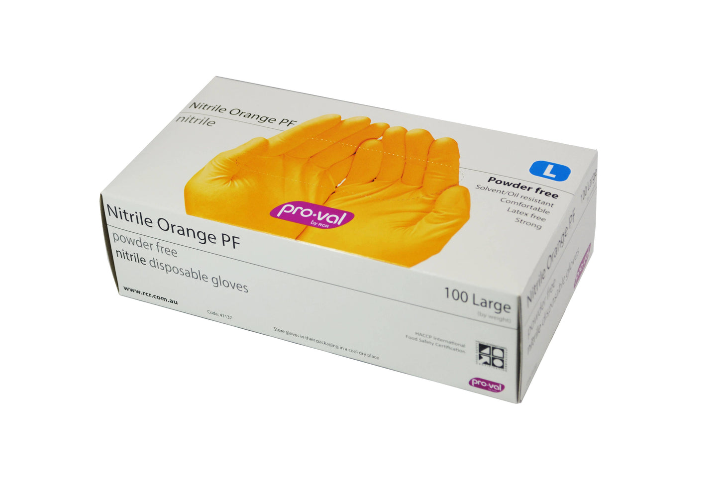 Pro-Val Gloves Nitrile Disposable Powder Free Xl Orange Box 100 1070343 41138