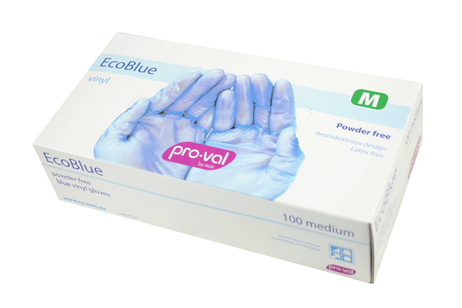 Pro-Val Gloves Ecoblue Vinyl Disposable Powder Free XL Box 100 1070347 41128
