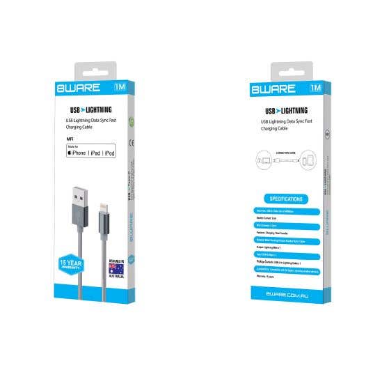 8Ware Premium 1M Certified Usb Lightning Data Sync Fast Charging Cable 1070448 CB8W-IPHR1