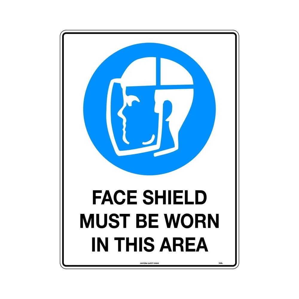 Sign FACE SHIELD MUST BE WORN IN THIS AREA 300 X 225mm Poly_308190_108MP