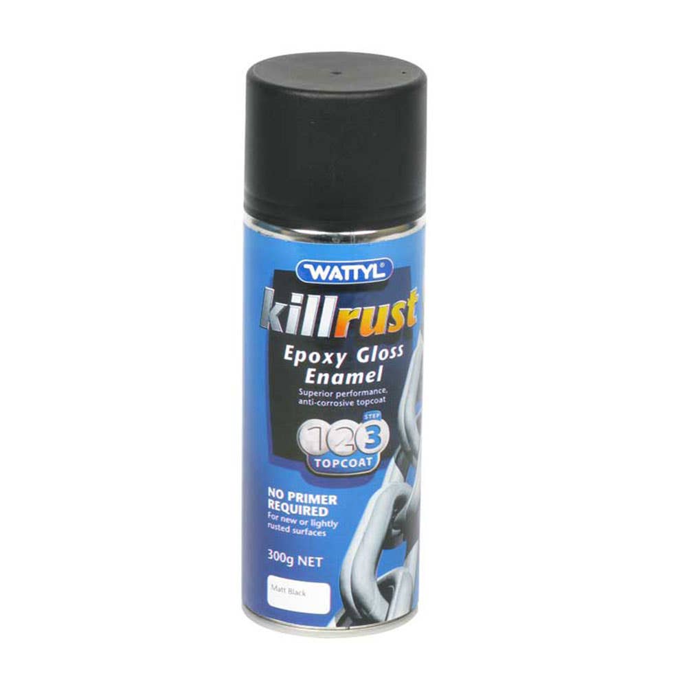 Protective Paint Killrust Epoxy Enamel Matt Black Aerosol 300g Wattyl_1120001_115208.530