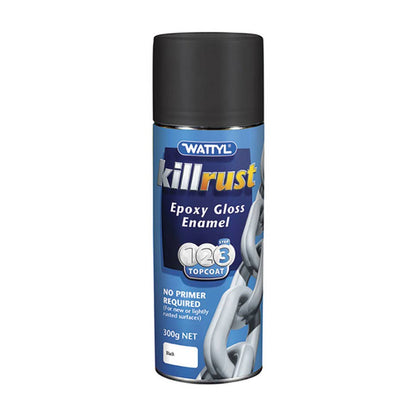 Protective Paint Killrust Epoxy Enamel Gloss Black Aerosol 300g Wattyl_1121001_115202.530