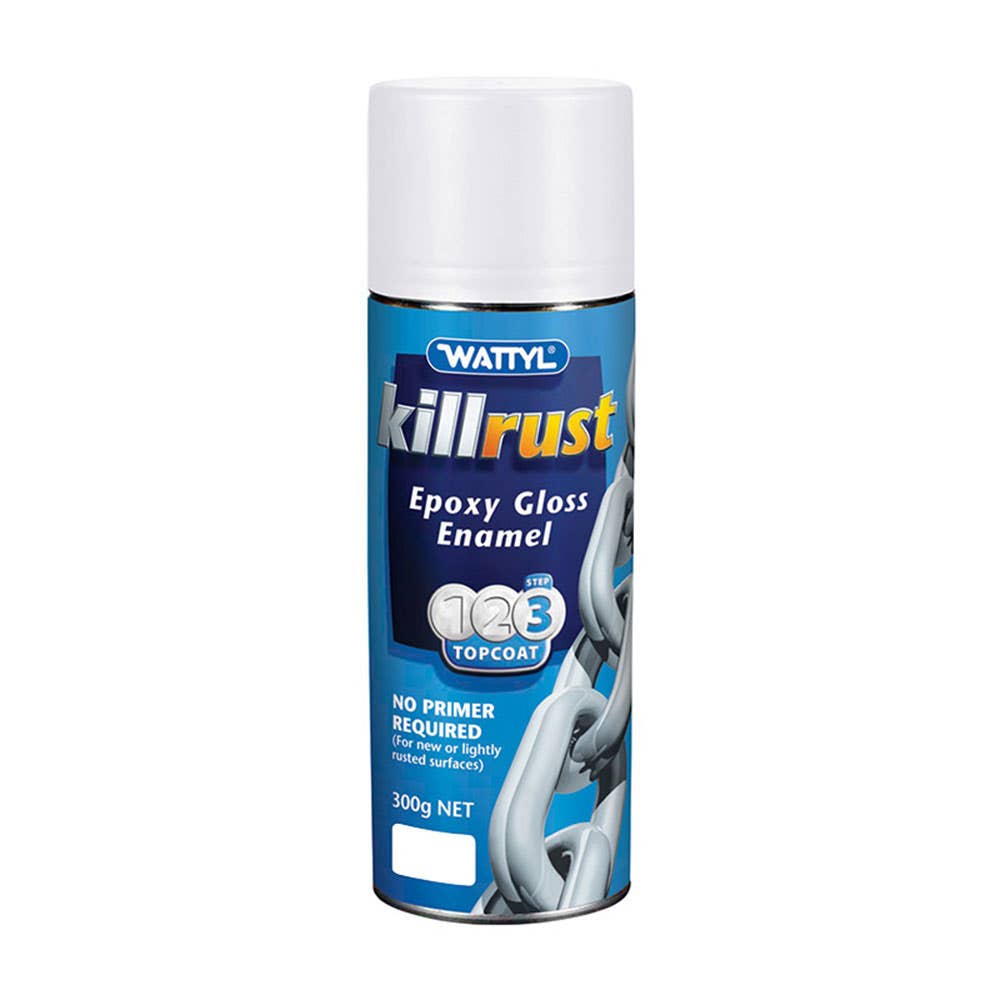 Protective Paint Killrust Epoxy Enamel Gloss White Aerosol 300g Wattyl_1121011_115201.530