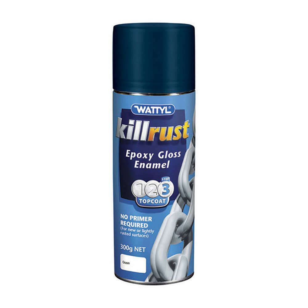 Protective Paint Killrust Epoxy Enamel Gloss Ocean Blue Aerosol 300g Wattyl 1128001 115211.530