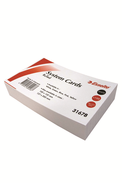 Esselte System Cards Ruled 127X76mm 5X3 Pack 100 White 14691028 31678