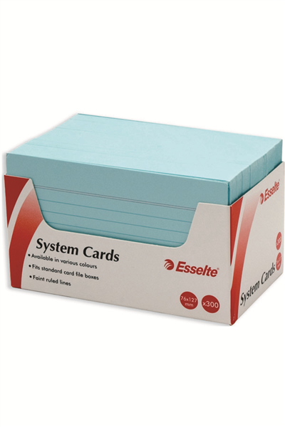 Esselte System Cards Ruled 127X76mm 5X3 Pack 100 Blue_14691004_43496