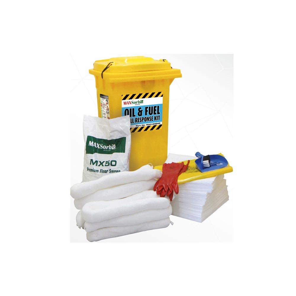 Spill Kit 240L Oil Only Yellow Wheelie Bin_115311_MAX-240HC