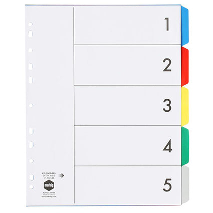 Marbig Dividers PP A4 5 Tab Extra Wide Multi Colour_39446100_36100