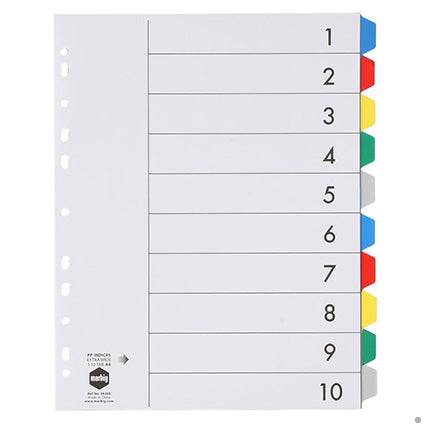 Marbig Dividers PP A4 10 Tab Extra Wide Multi Colour_39448300_36200