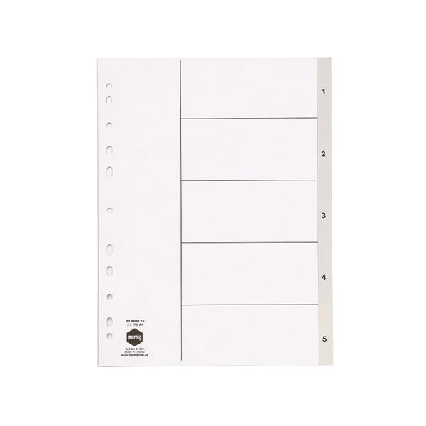 Marbig Dividers Pp A4 1-5 Tab Grey_39450016_35100