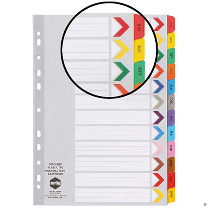Marbig Dividers Manilla A4 Financial Year Tab_120300900_35039F