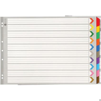 Marbig Dividers Manilla A3 10 Tab 38710 Landscape Plastic Tab Multi Colour 120315200 38710F