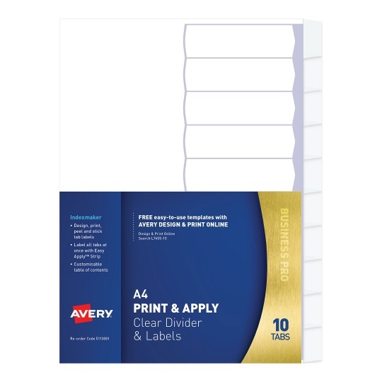 Avery Dividers L7455-10 10 Tab Print Apply Label_120703300_5113081