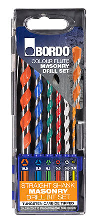 Bit Drill Set Masonry Colour Coded 6 Piece 3-10mm Bordo 92280020 2532-S1